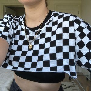LF checkered cropped tee